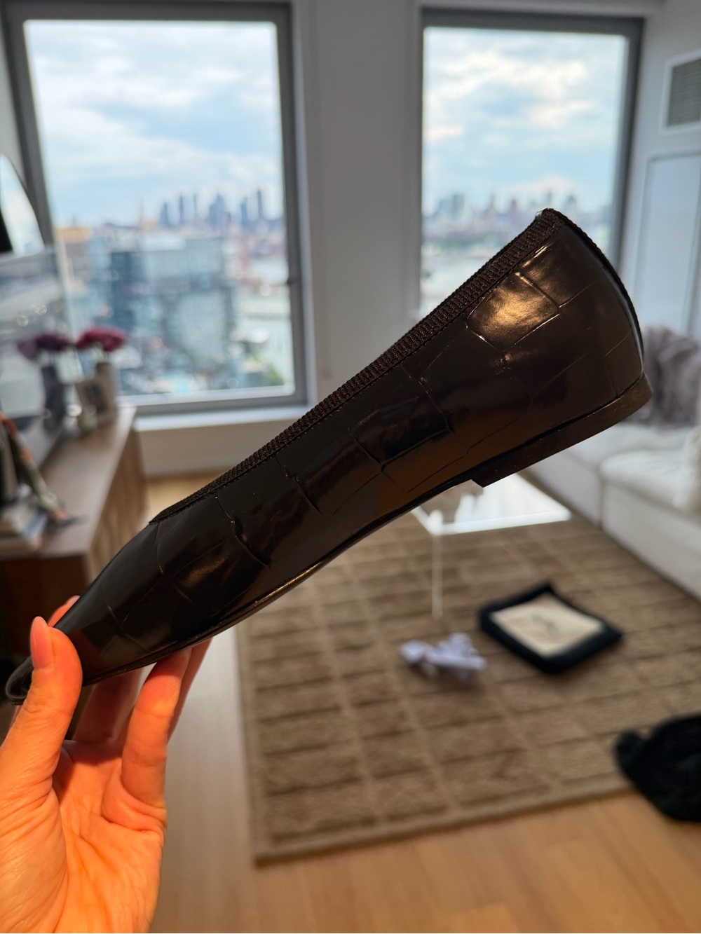 Toteme Minimalist croco-embossed ballerinas black - Picture 4 of 6